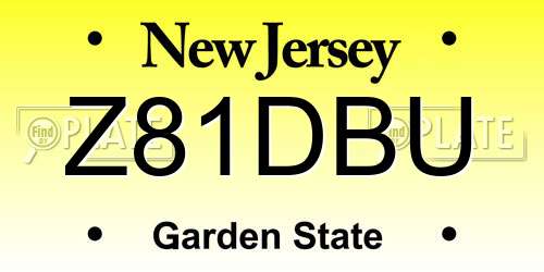 Z81DBU New Jersey License Plate