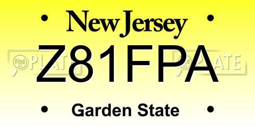 Z81FPA New Jersey License Plate