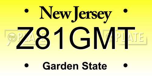 Z81GMT New Jersey License Plate