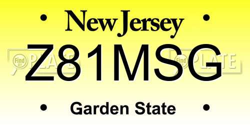 Z81MSG New Jersey License Plate