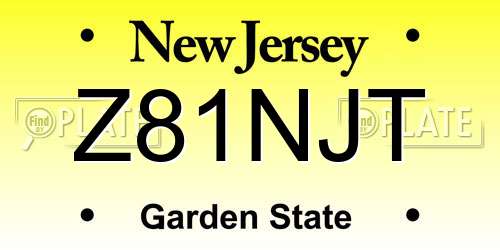Z81NJT New Jersey License Plate