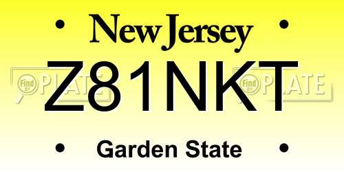 Z81NKT New Jersey License Plate
