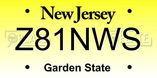 Z81NWS New Jersey License Plate