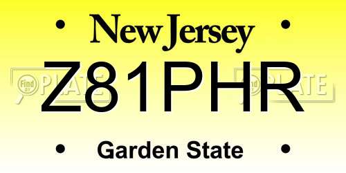Z81PHR New Jersey License Plate