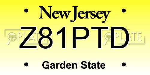Z81PTD New Jersey License Plate