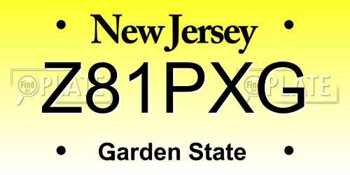 Z81PXG New Jersey License Plate