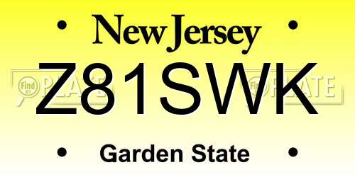 Z81SWK New Jersey License Plate