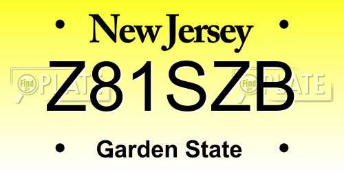 Z81SZB New Jersey License Plate