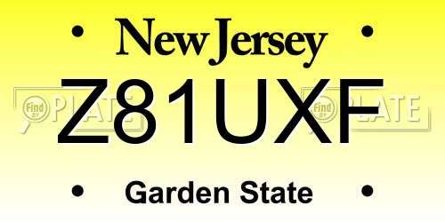 Z81UXF New Jersey License Plate