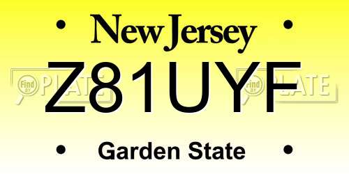 Z81UYF New Jersey License Plate