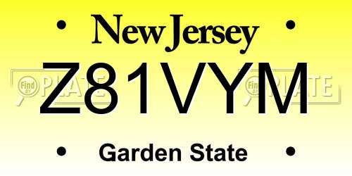Z81VYM New Jersey License Plate