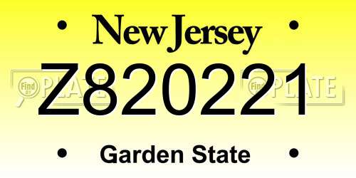 Z820221 New Jersey License Plate