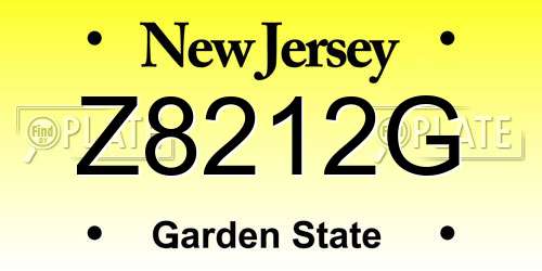 Z8212G New Jersey License Plate