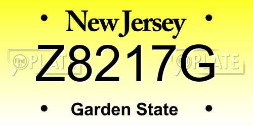 Z8217G New Jersey License Plate