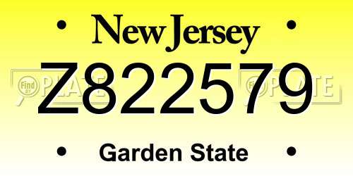 Z822579 New Jersey License Plate