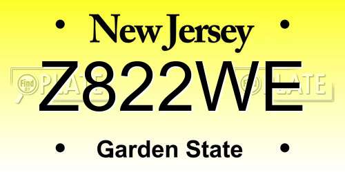 Z822WE New Jersey License Plate