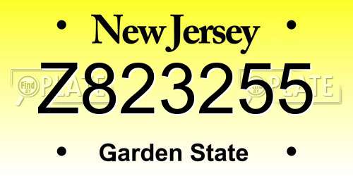 Z823255 New Jersey License Plate