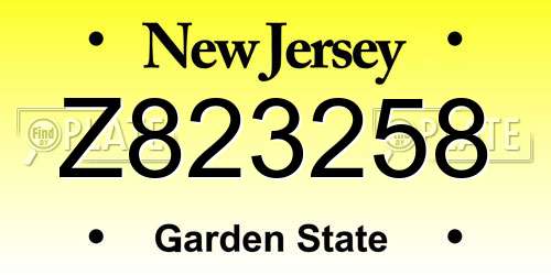 Z823258 New Jersey License Plate