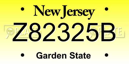 Z82325B New Jersey License Plate