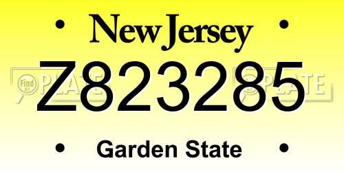 Z823285 New Jersey License Plate