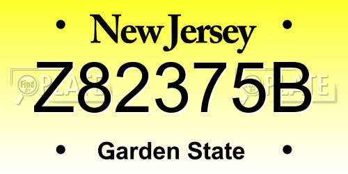 Z82375B New Jersey License Plate
