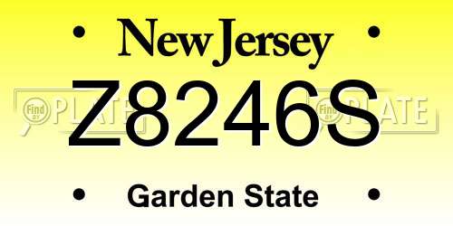 Z8246S New Jersey License Plate