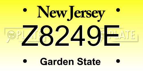 Z8249E New Jersey License Plate