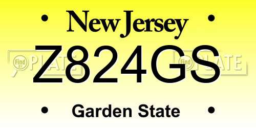 Z824GS New Jersey License Plate