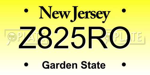 Z825RO New Jersey License Plate