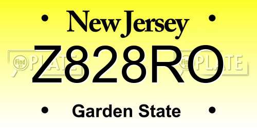 Z828RO New Jersey License Plate