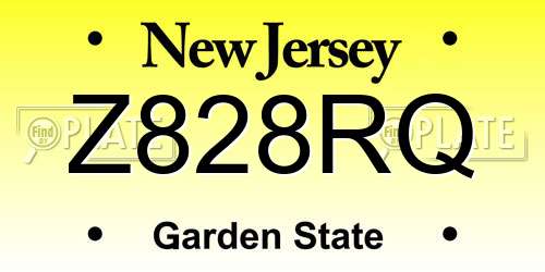 Z828RQ New Jersey License Plate
