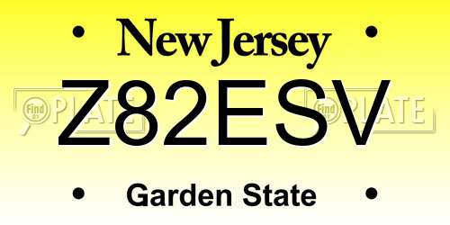 Z82ESV New Jersey License Plate