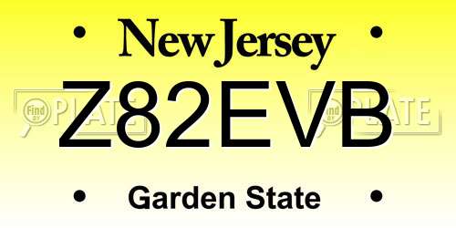 Z82EVB New Jersey License Plate
