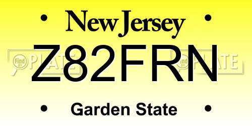 Z82FRN New Jersey License Plate