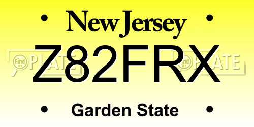 Z82FRX New Jersey License Plate