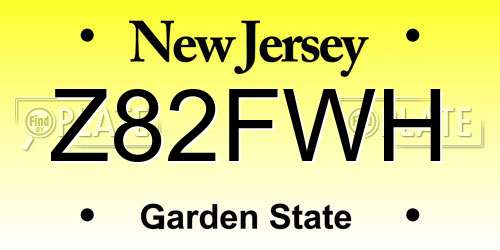 Z82FWH New Jersey License Plate