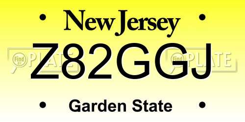 Z82GGJ New Jersey License Plate