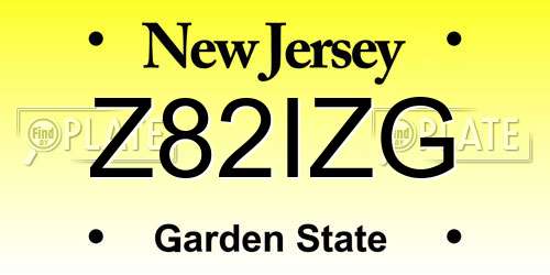 Z82IZG New Jersey License Plate
