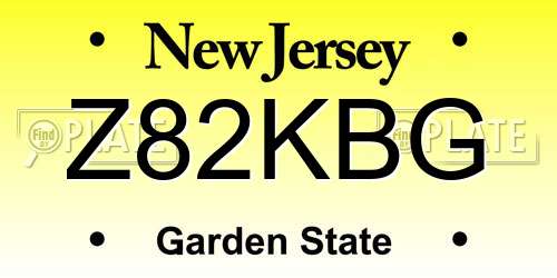 Z82KBG New Jersey License Plate