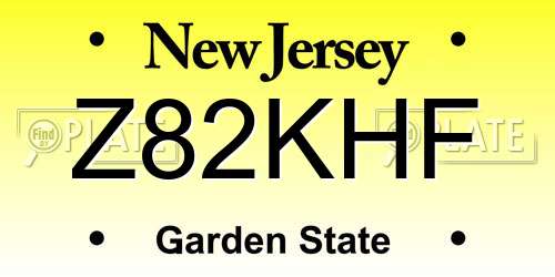 Z82KHF New Jersey License Plate