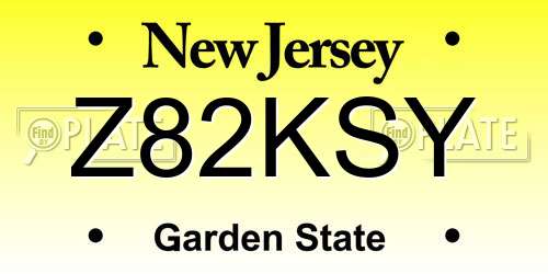 Z82KSY New Jersey License Plate