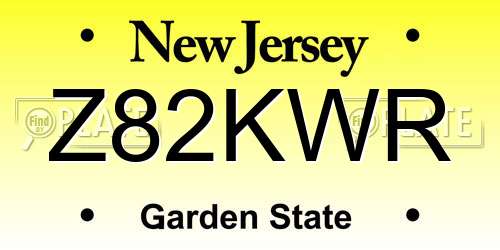 Z82KWR New Jersey License Plate