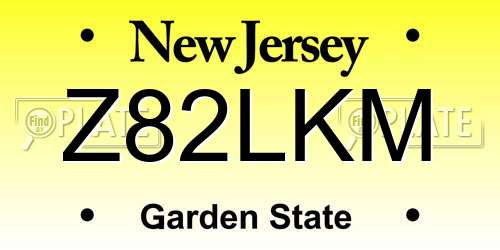 Z82LKM New Jersey License Plate