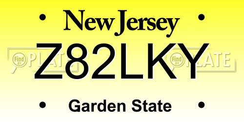 Z82LKY New Jersey License Plate