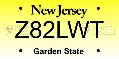 Z82LWT New Jersey License Plate