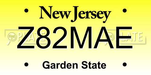 Z82MAE New Jersey License Plate