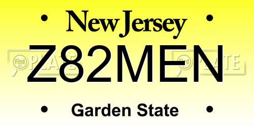 Z82MEN New Jersey License Plate