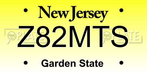Z82MTS New Jersey License Plate