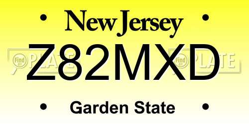 Z82MXD New Jersey License Plate