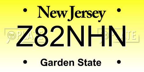 Z82NHN New Jersey License Plate